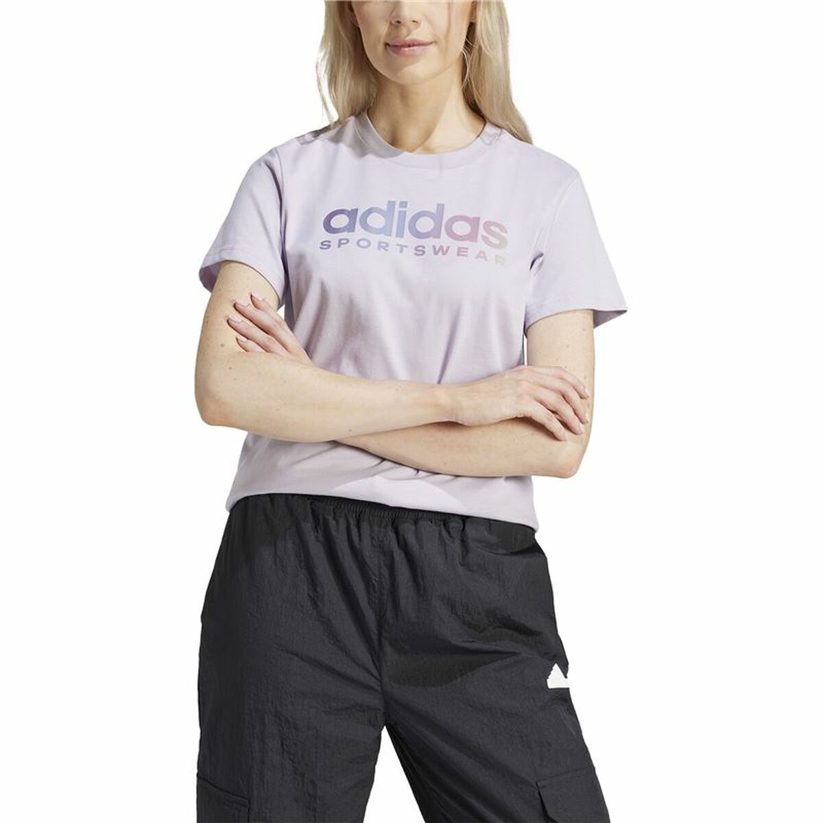 Womens Short Sleeve T-Shirt Adidas Linear Spw Gt (XS)