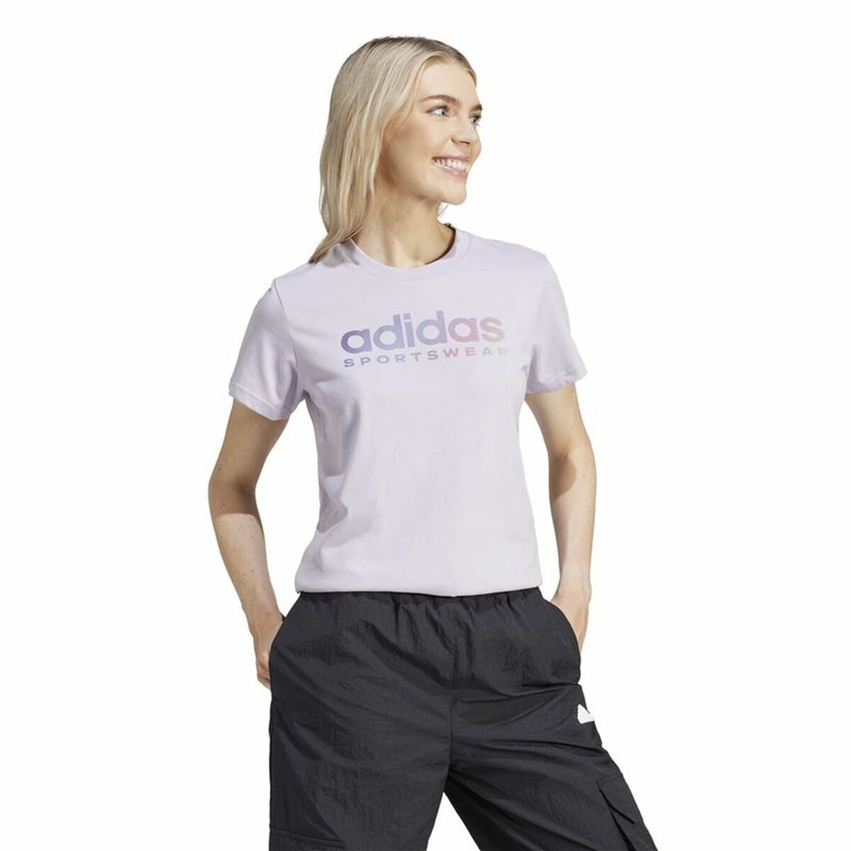 Womens Short Sleeve T-Shirt Adidas Linear Spw Gt (XS)