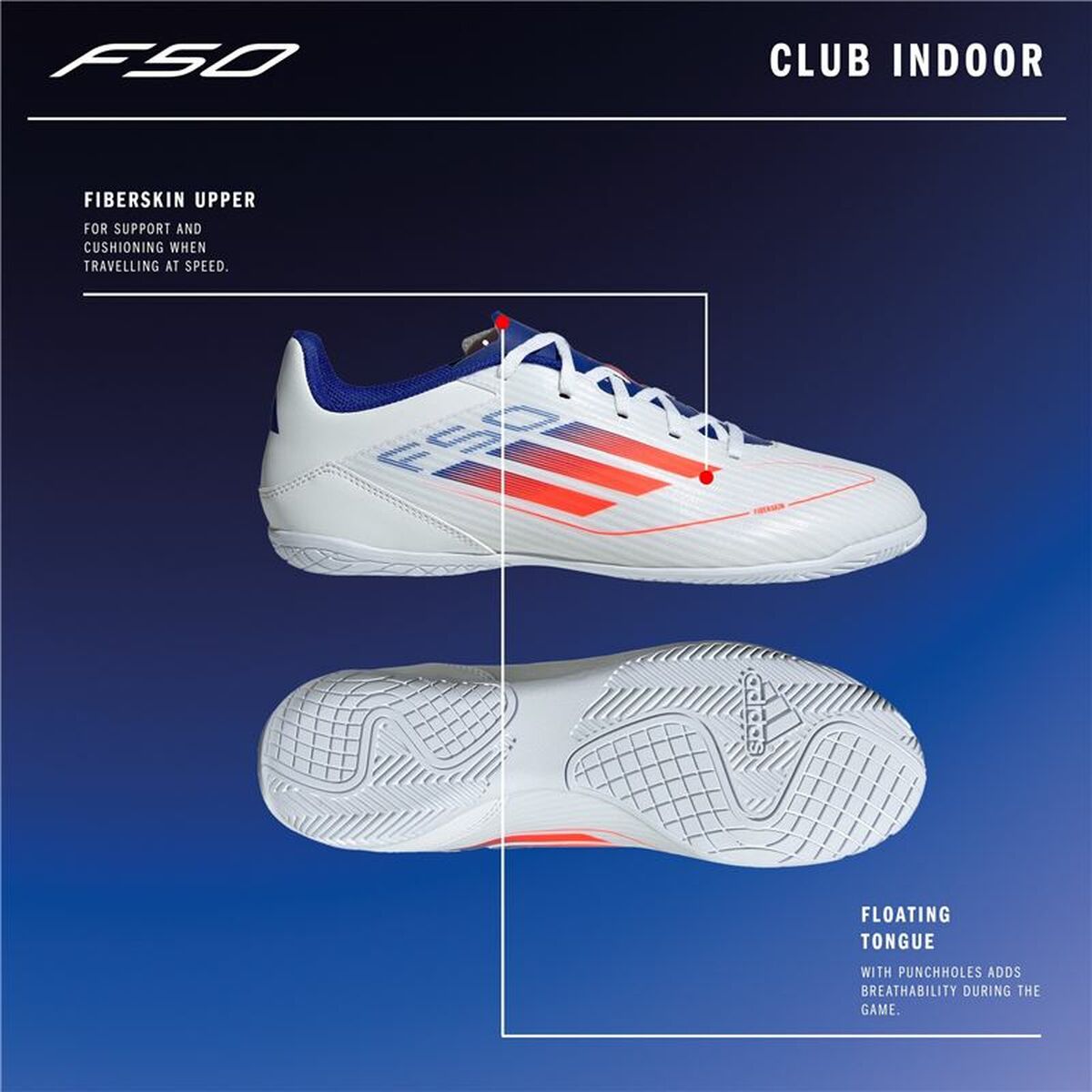 Adult’s Indoor Football Shoes Adidas F50 Club White