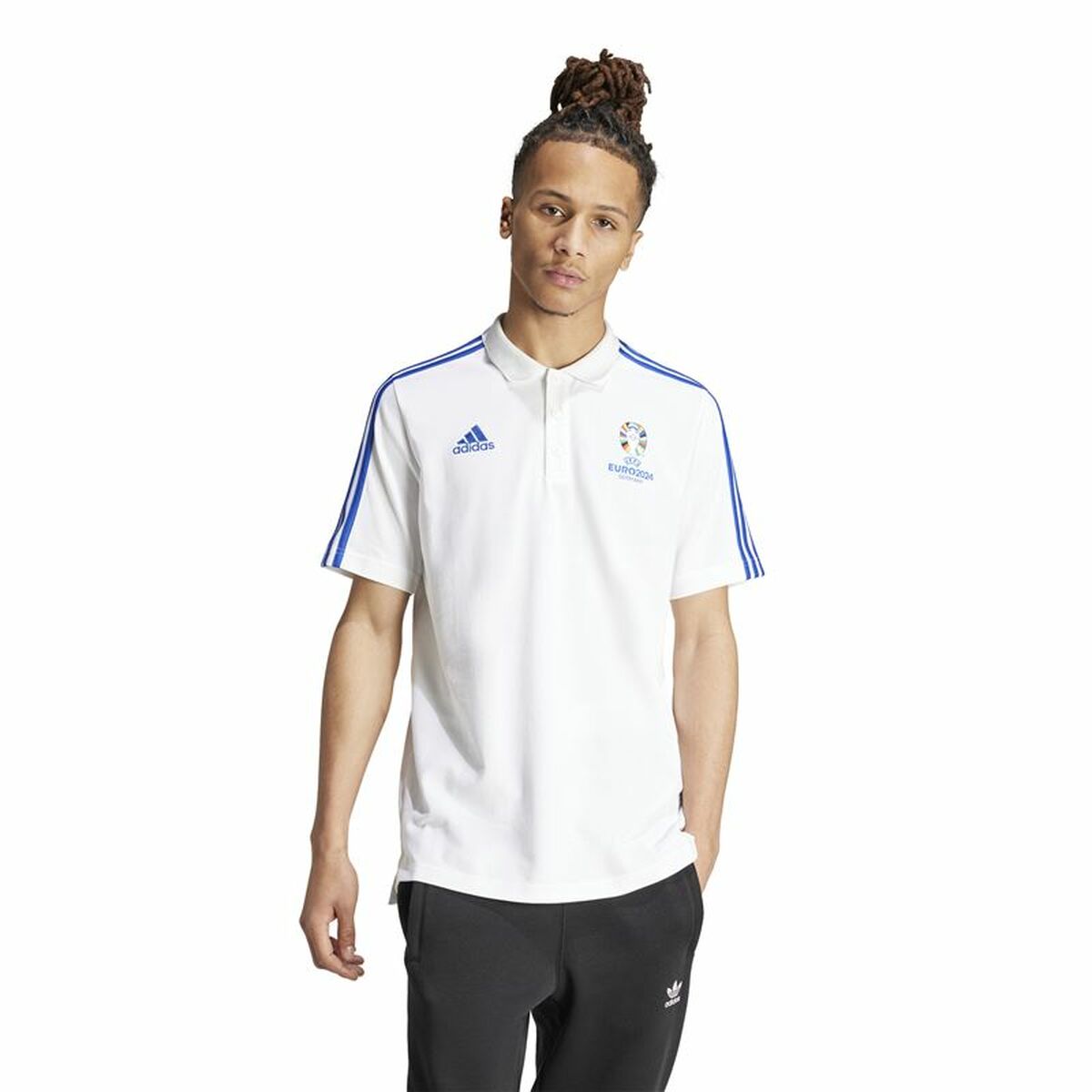 Mens Short Sleeve Polo Shirt Adidas Emblem Euro 2024 (S)