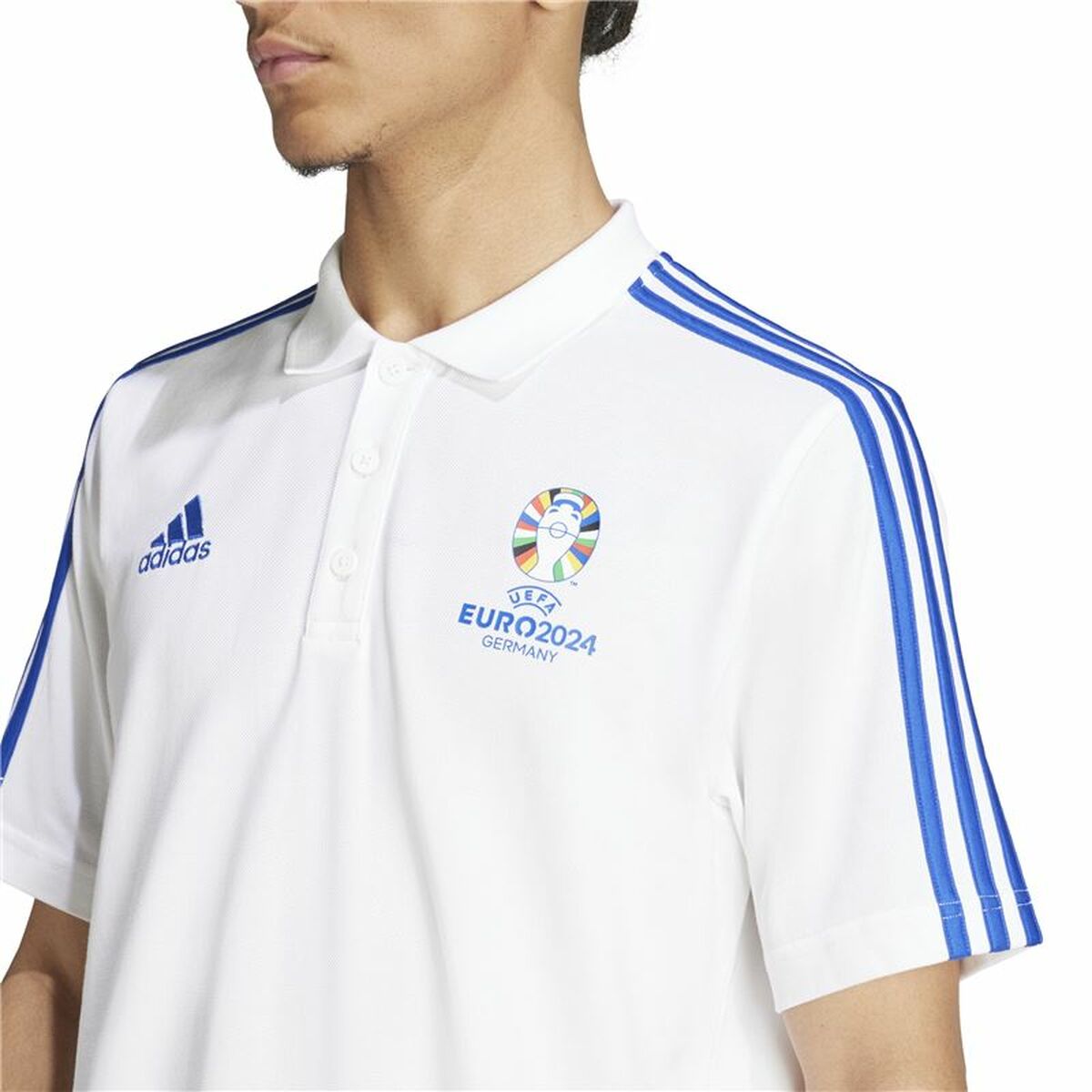 Mens Short Sleeve Polo Shirt Adidas Emblem Euro 2024 (S)