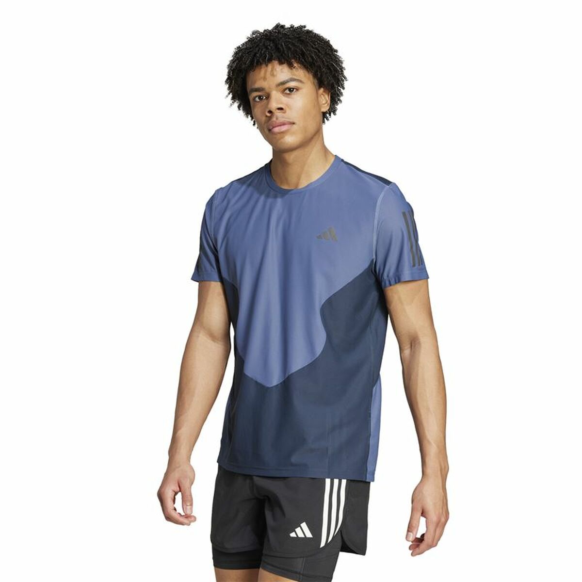 Mens Short Sleeve T-Shirt Adidas Own The Run Colorblock