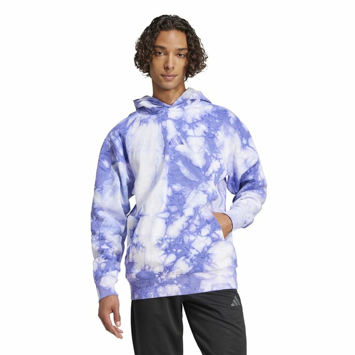 Mens Hoodie Adidas All Szn Fleece Wash Hoodie Blue XS