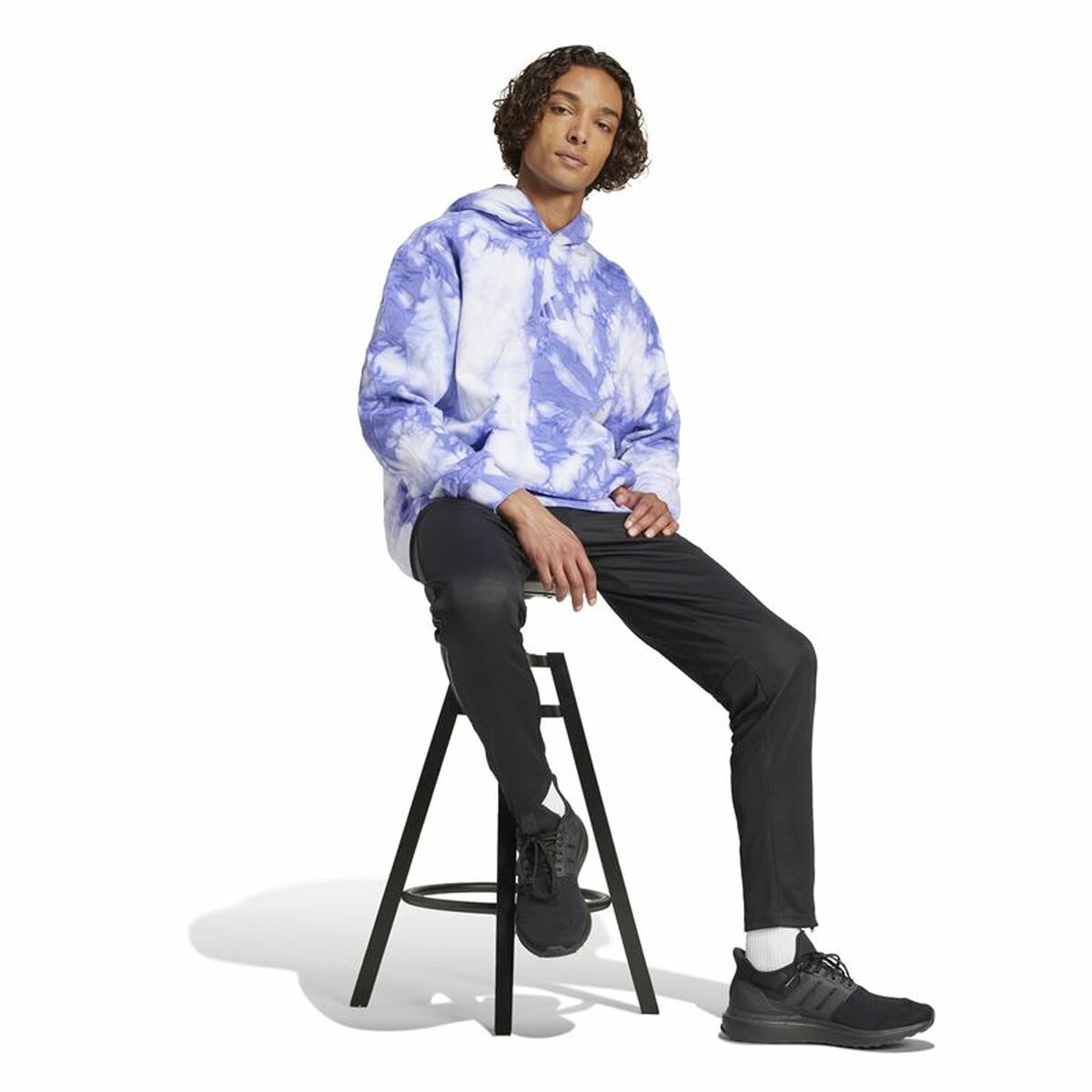 Mens Hoodie Adidas All Szn Fleece Wash Hoodie Blue XS
