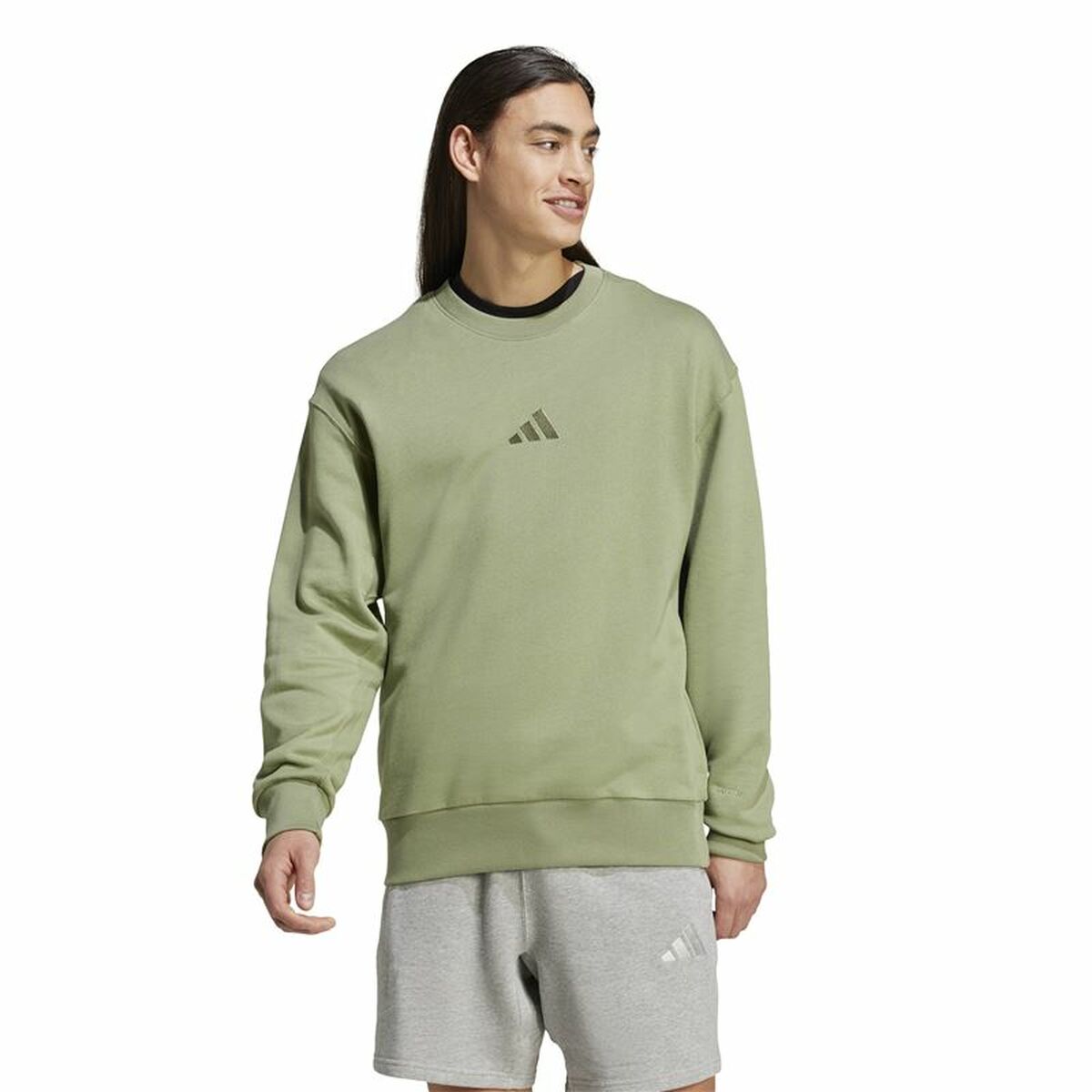 Mens Sweatshirt without Hood Adidas All Szn French Terry Crew Green L