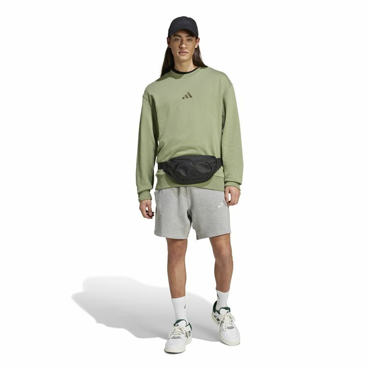 Mens Sweatshirt without Hood Adidas All Szn French Terry Crew Green L