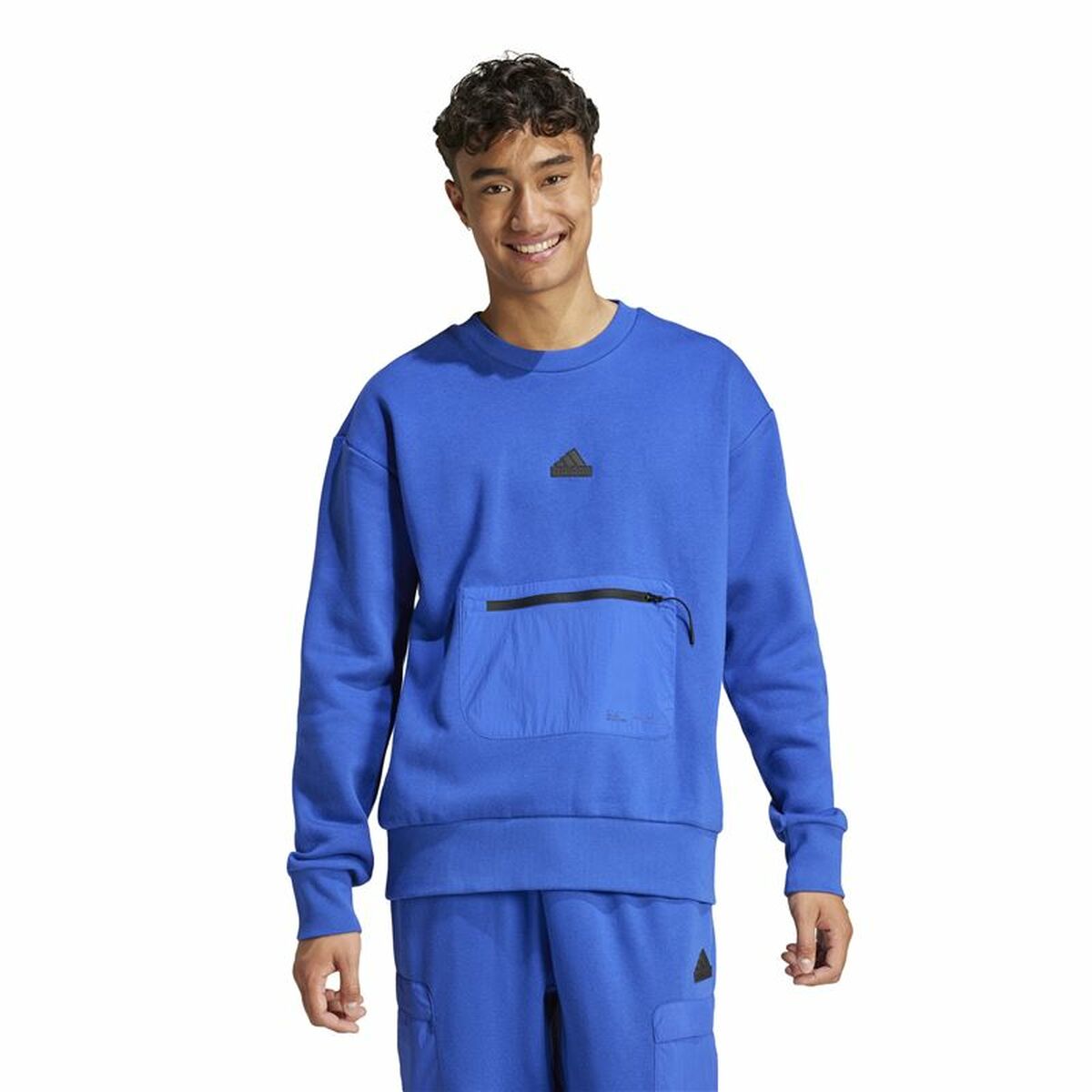 Sweatshirt without Hood Adidas City Es e Fleece Blue