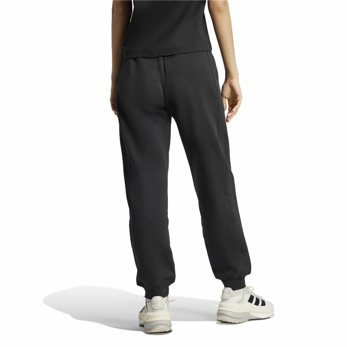Long Sports Trousers Adidas Signature Graphic Print Fleece Loose Black Lady