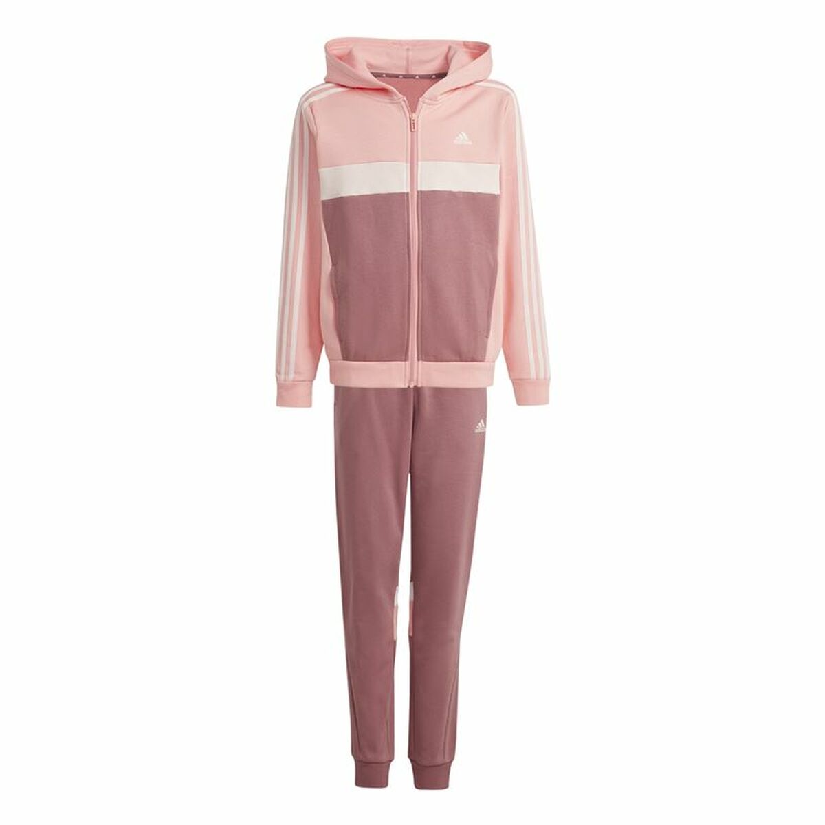 Childrens Tracksuit Adidas Tiberio 3-Stripes Colorblock Fleece Pink