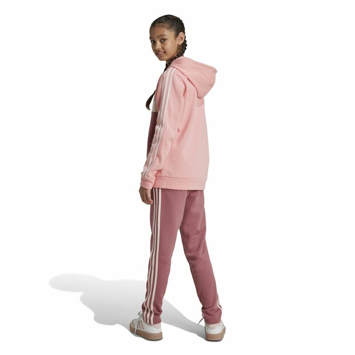 Childrens Tracksuit Adidas Tiberio 3-Stripes Colorblock Fleece Pink