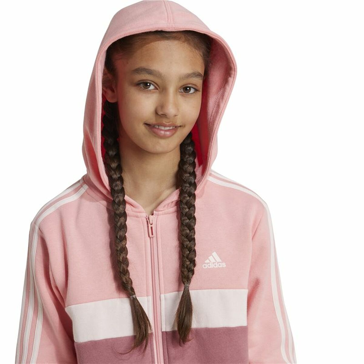 Childrens Tracksuit Adidas Tiberio 3-Stripes Colorblock Fleece Pink