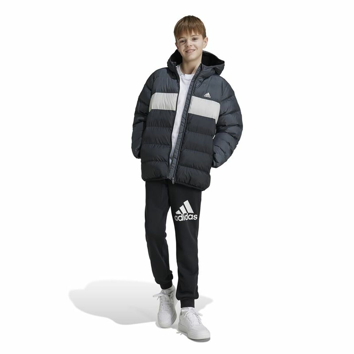 Children’s Sports Jacket Adidas Cazadora Synthetic Down Infantil Black Grey