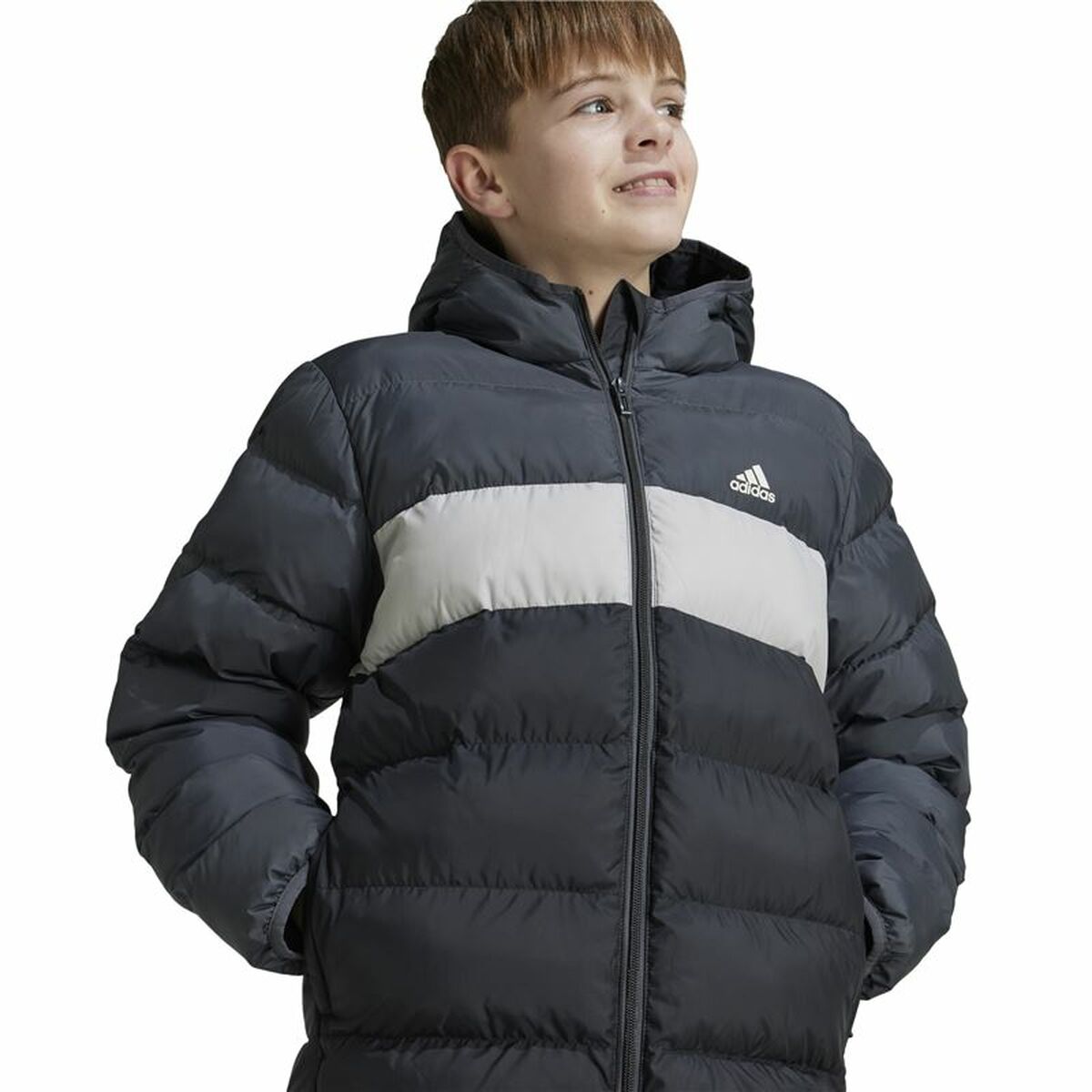 Children’s Sports Jacket Adidas Cazadora Synthetic Down Infantil Black Grey