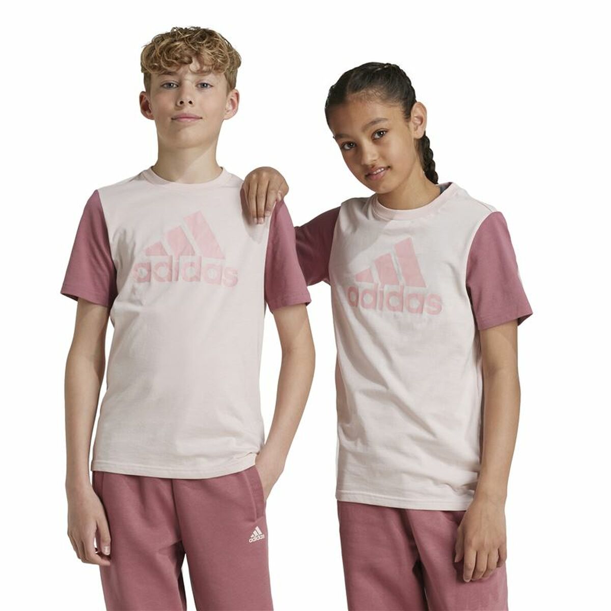 Child’s Short Sleeve T-Shirt Adidas Essentials Big Logo Colorblock