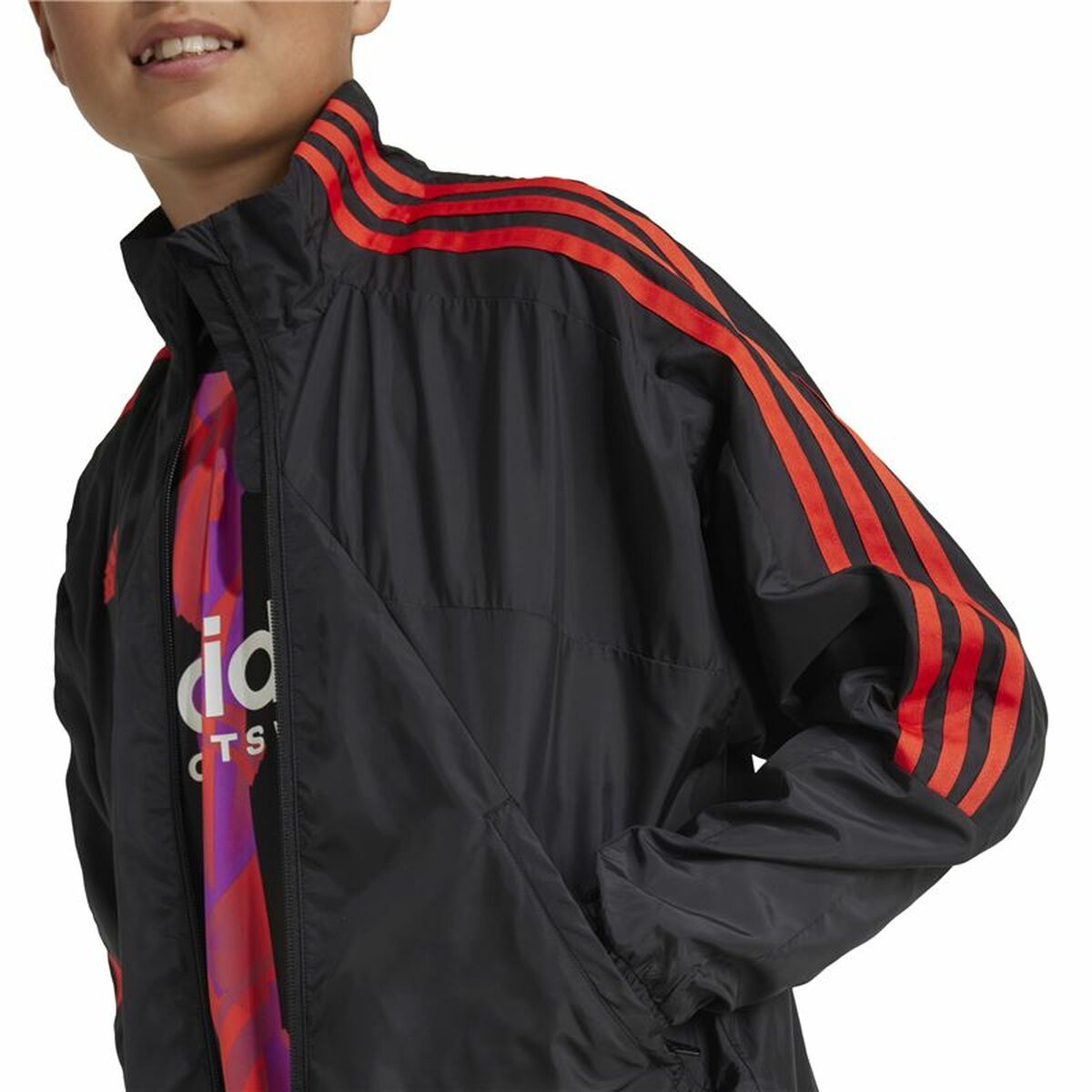 Sweatshirt without Hood Adidas Tiro Woven Tracktop Black