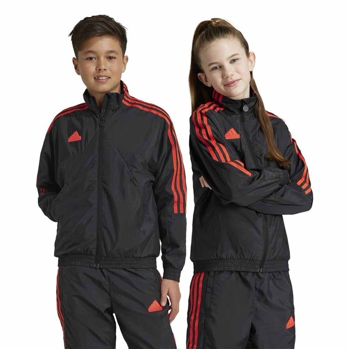 Sweatshirt without Hood Adidas Tiro Woven Tracktop Black