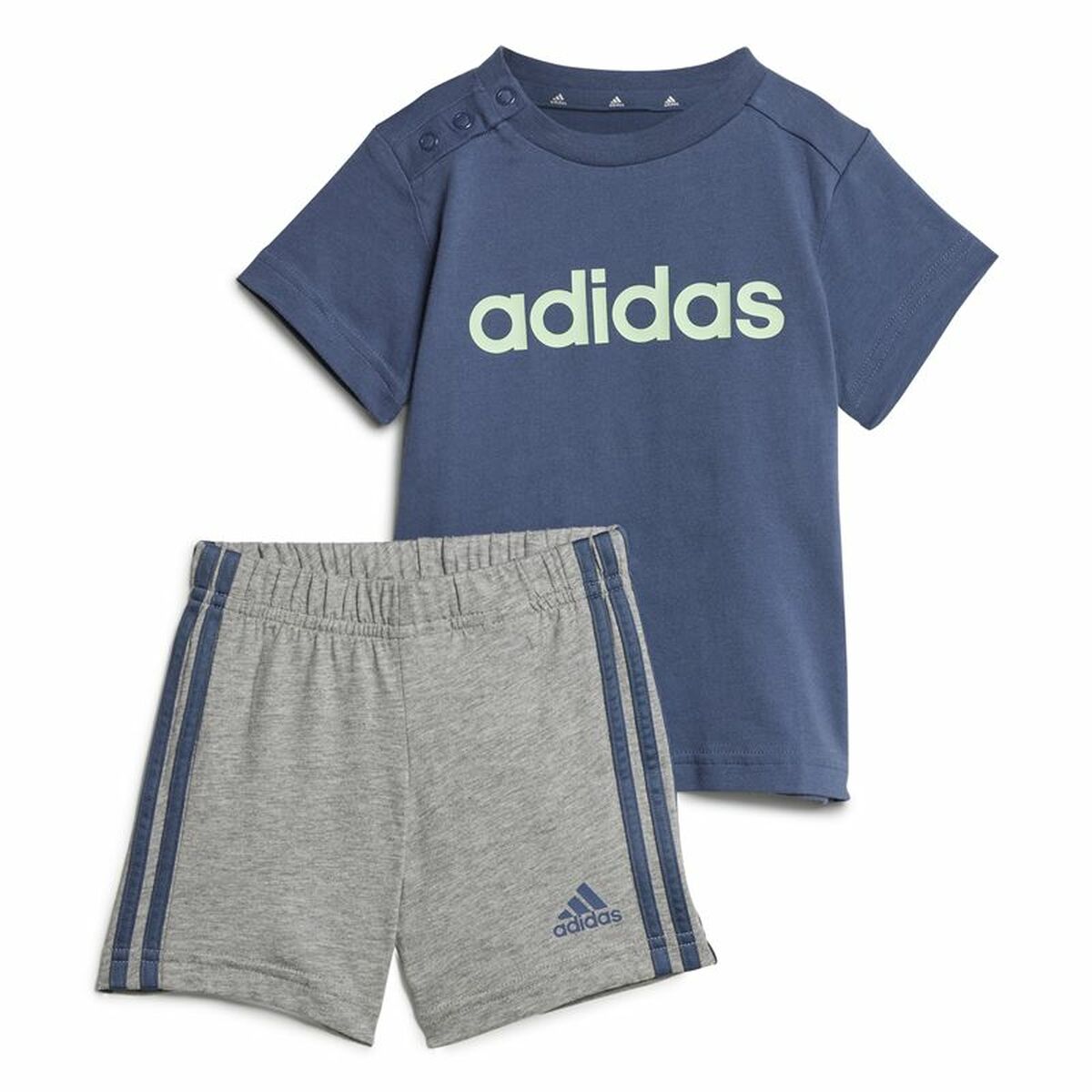 Sports Outfit for Baby Adidas I Lin Co Set Infantil Blue Grey Multicolour Sports Outfit for Baby Adidas I Lin Co Set Infantil Blue Grey Multicolour