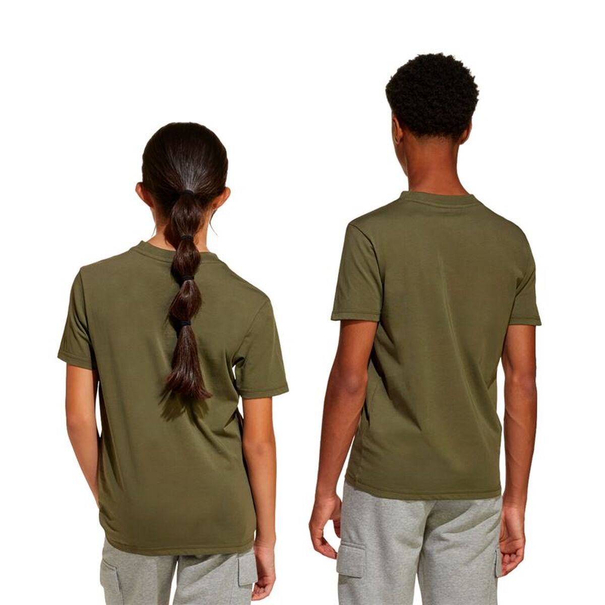 Child’s Short Sleeve T-Shirt Adidas Lin 160 Black Khaki