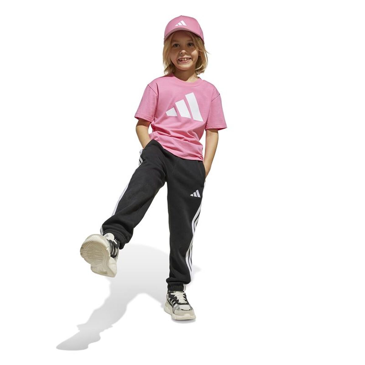 Child’s Short Sleeve T-Shirt Adidas Essentials Big Logo White Pink