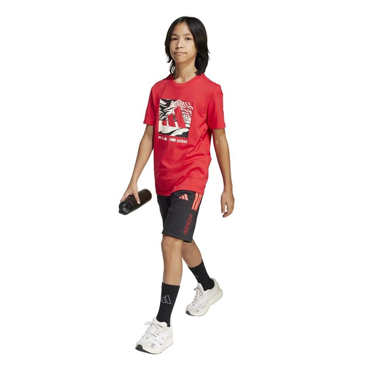 Child’s Short Sleeve T-Shirt Adidas Camo Logo Red