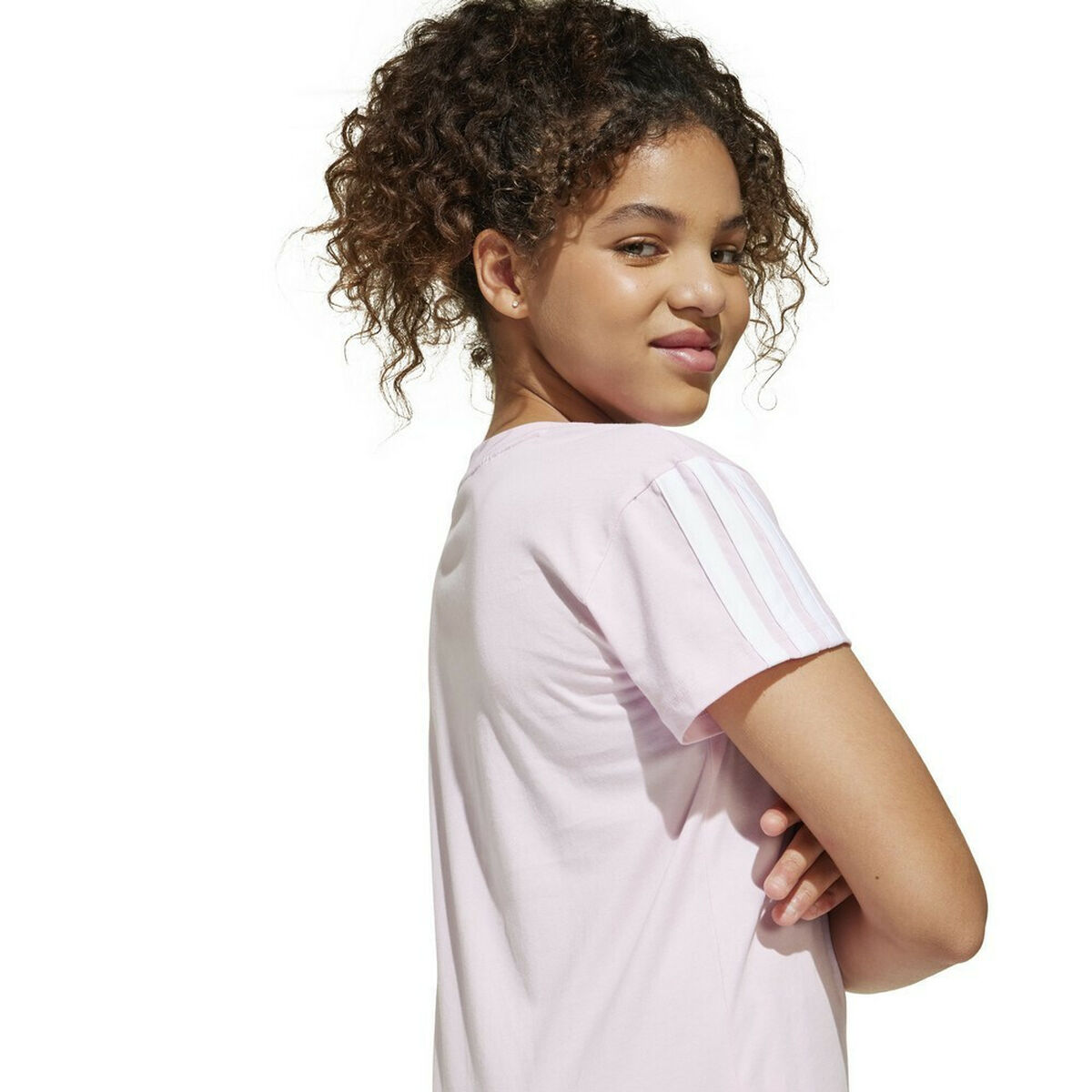 Child’s Short Sleeve T-Shirt Adidas JG 3S TEE 160 JF3678 Pink