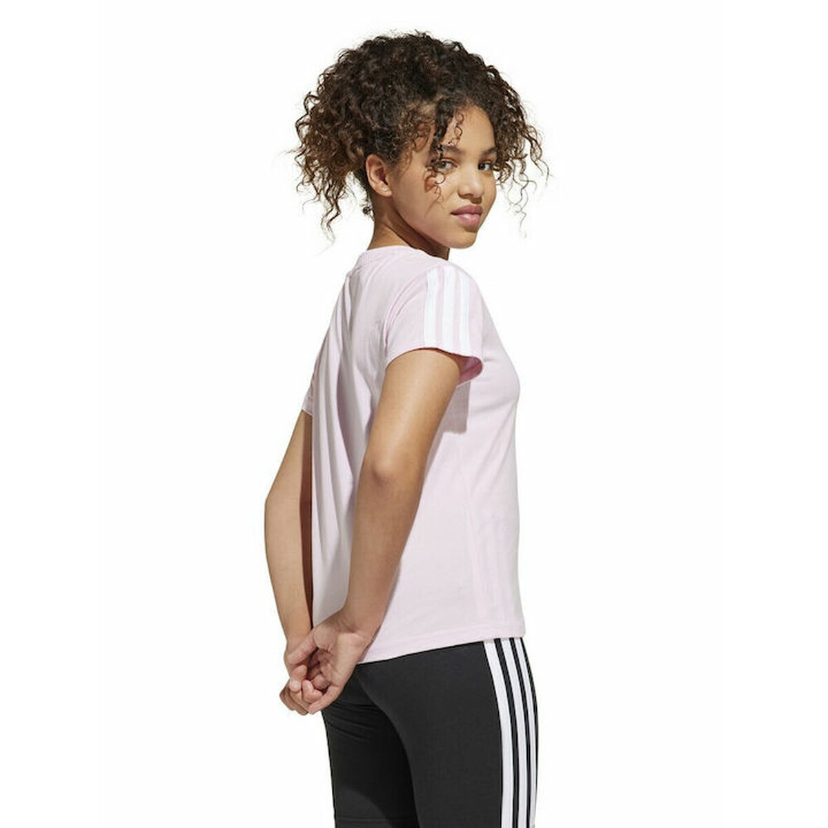 Child’s Short Sleeve T-Shirt Adidas JG 3S TEE 160 JF3678 Pink