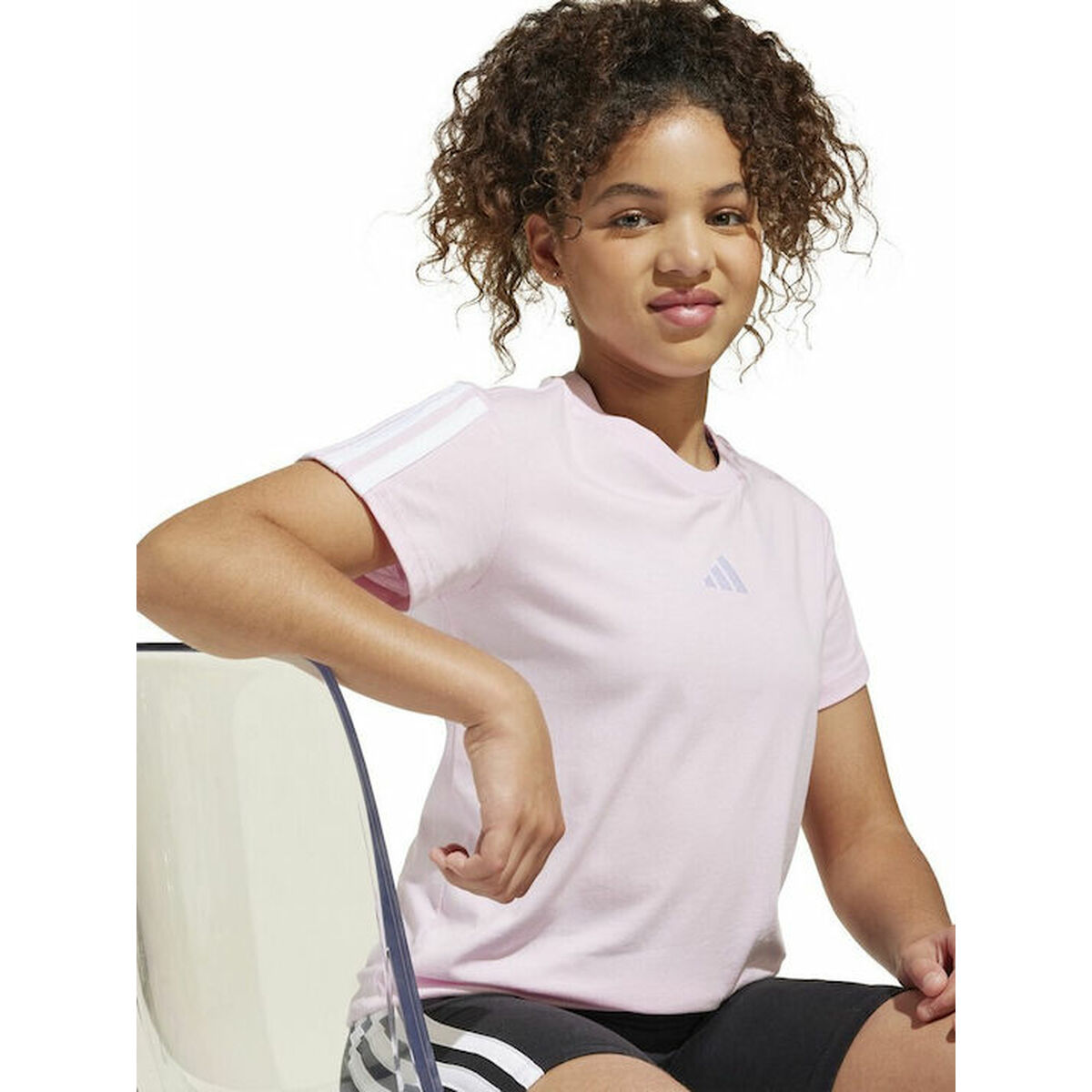 Child’s Short Sleeve T-Shirt Adidas JG 3S TEE 160 JF3678 Pink