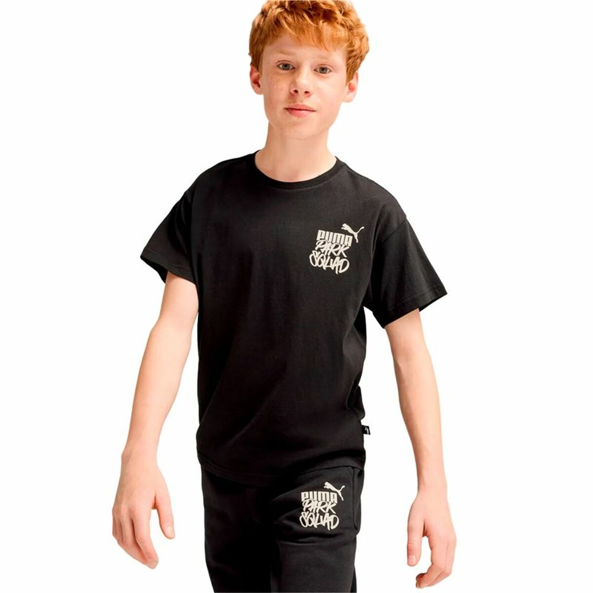 Child’s Short Sleeve T-Shirt Puma Essenntials+ Mid 90S Graphic Black