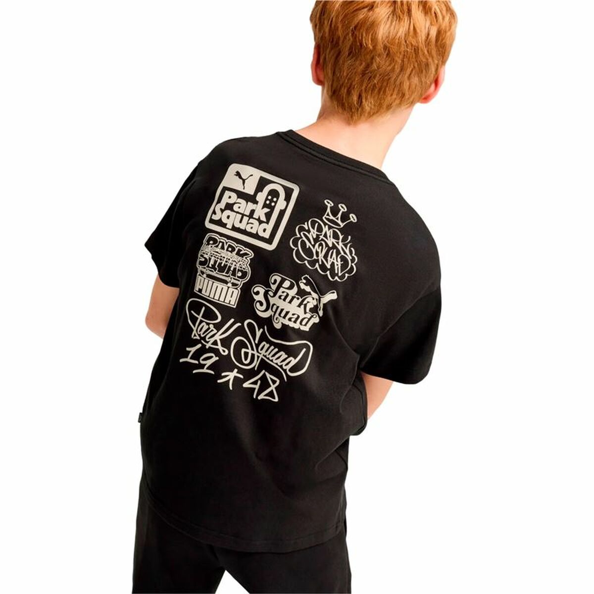 Child’s Short Sleeve T-Shirt Puma Essenntials+ Mid 90S Graphic Black