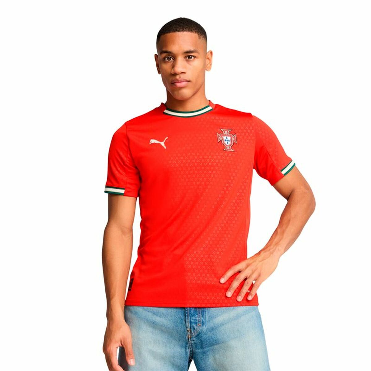 Men’s Short-sleeved Football Shirt Puma Portugal Home Repl Red