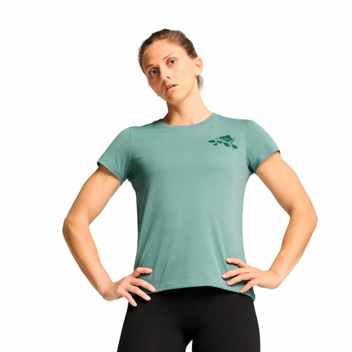 Womens Short Sleeve T-Shirt Puma Graphics Train Conce Green