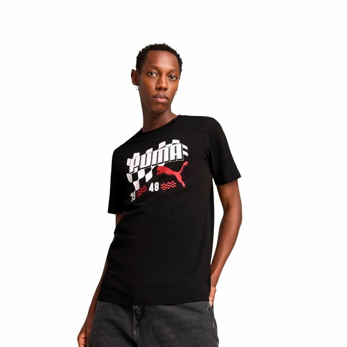 Men’s Short Sleeve T-Shirt Puma Graphics Moto Flag Black