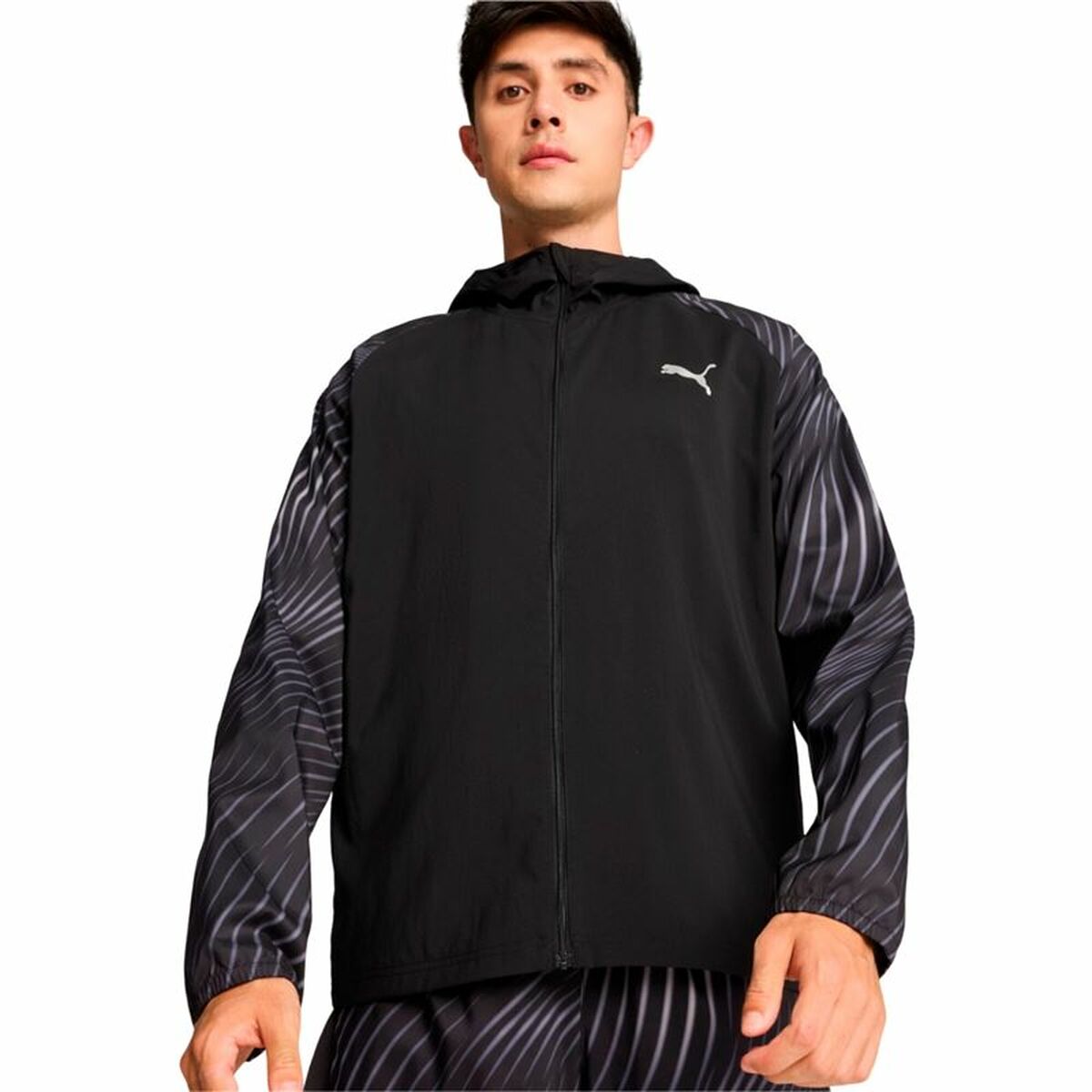Men’s Sports Jacket Puma Run Favorite Aop Woven Black