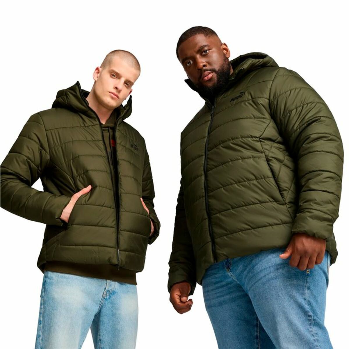 Men’s Sports Jacket Puma Essentials Hooded Padded Dark green