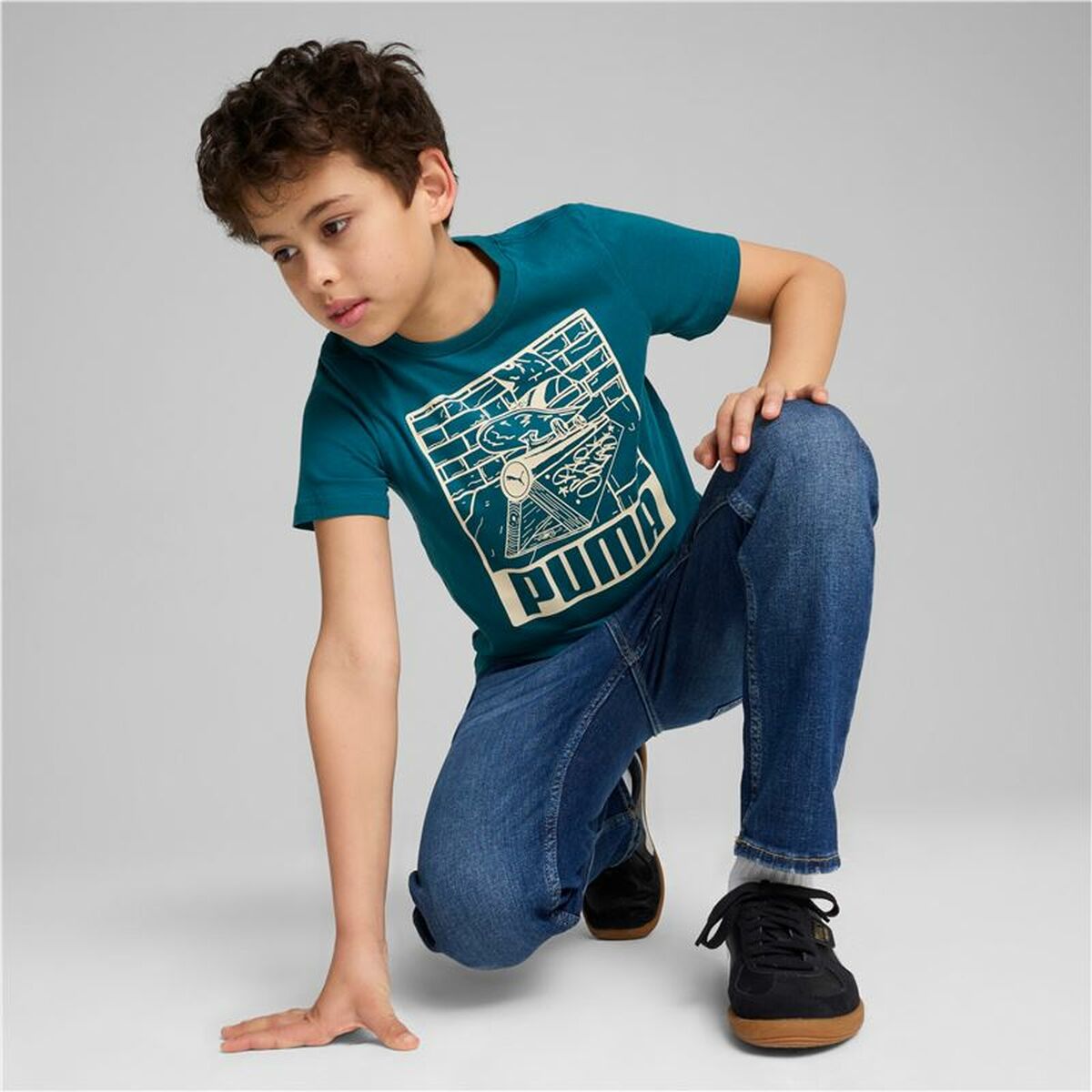 Child’s Short Sleeve T-Shirt Puma Ess+ Mid 90S Graphic Blue
