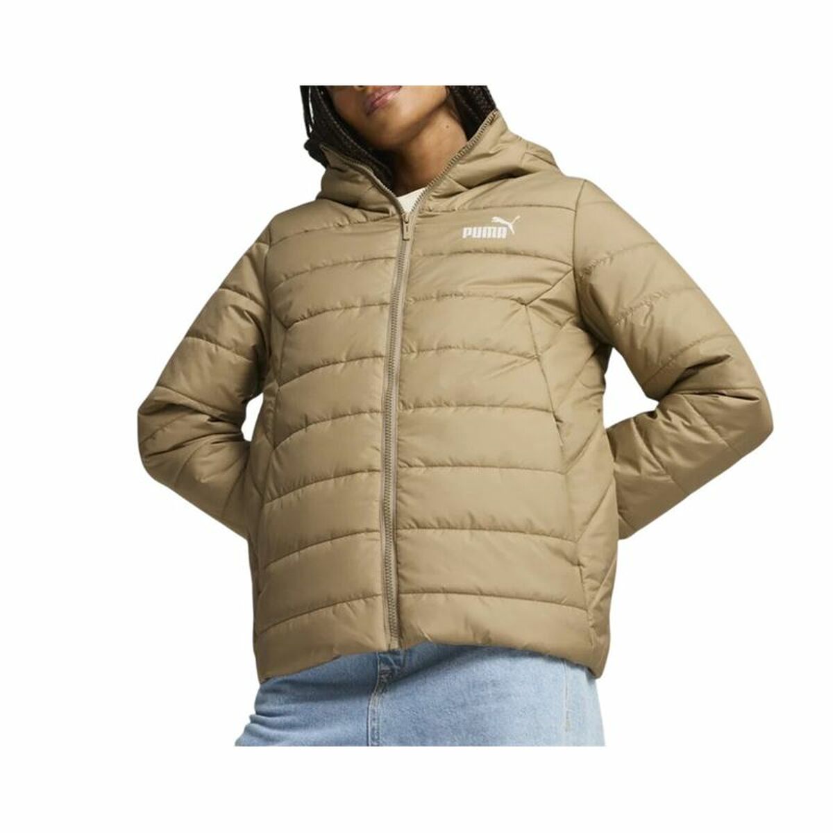 Women’s Sports Jacket Puma Ess Hooded Padded Jacket Beige