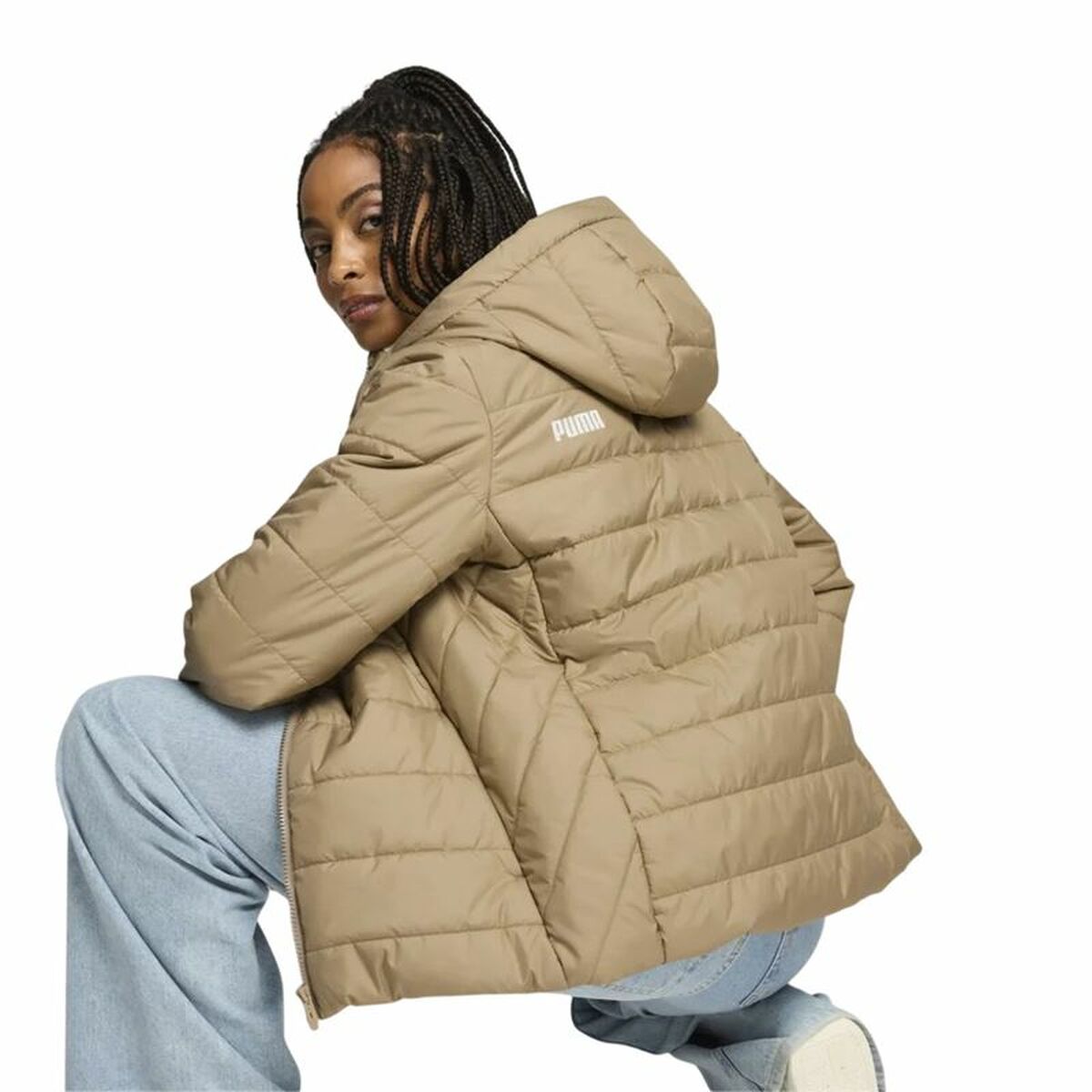 Women’s Sports Jacket Puma Ess Hooded Padded Jacket Beige