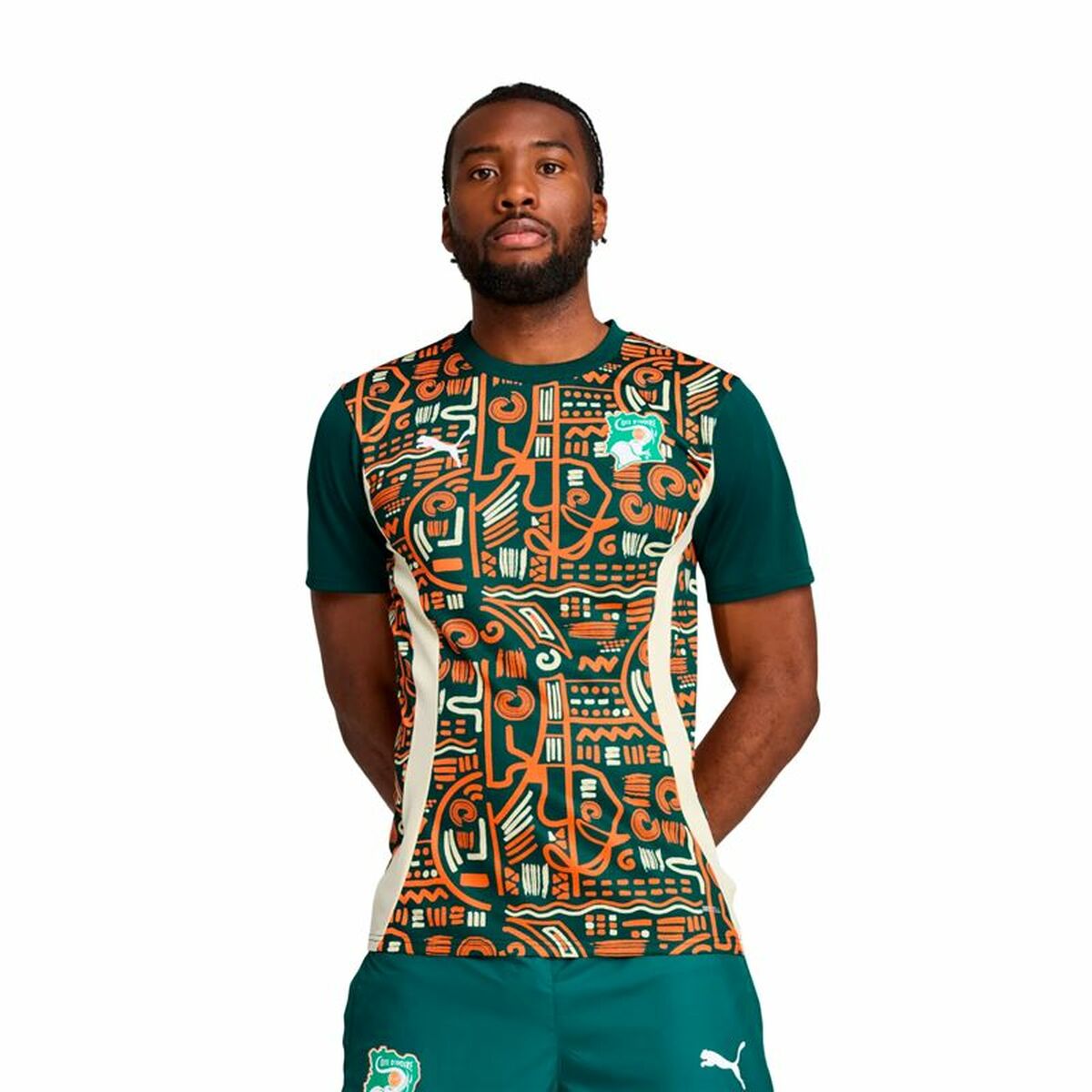 Men’s Short-sleeved Football Shirt Puma Cote d’Ivore Prematch Ss Green