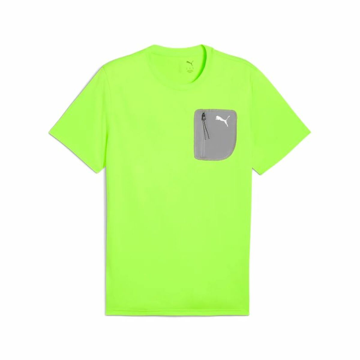 Men’s Short Sleeve T-Shirt Puma M Flex Pocket Tee Green Lime green