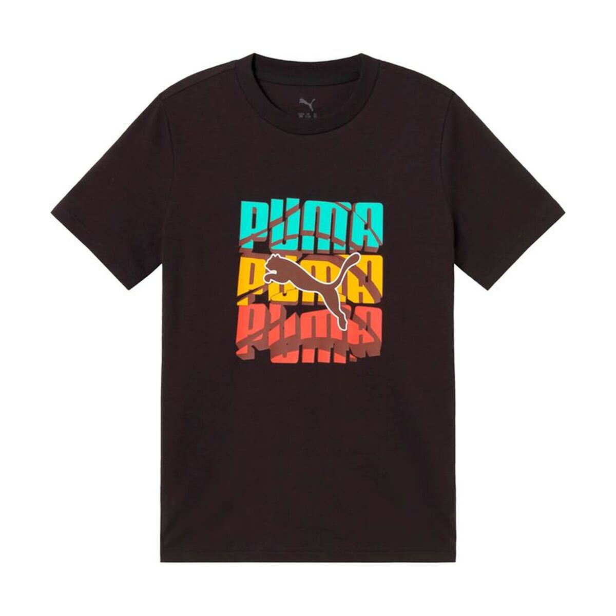 Child’s Short Sleeve T-Shirt Puma Graphic Logo Colour Black