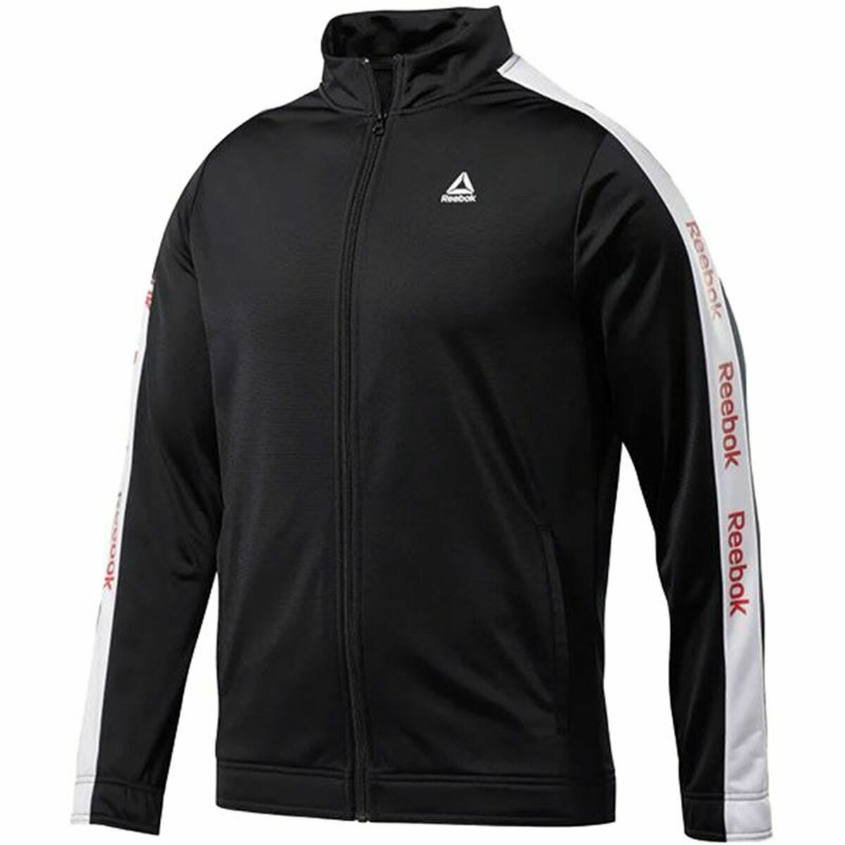 Men’s Sports Jacket Reebok Essentials Linear Logo Black Men’s Sports Jacket Reebok Essentials Linear Logo Black