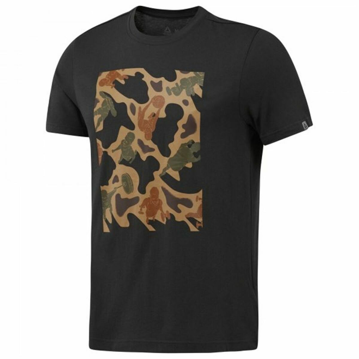 Menâs Short Sleeve T-Shirt Reebok Sportswear Training Camouflage Black Menâs Short Sleeve T-Shirt Reebok Sportswear Training Camouflage Black