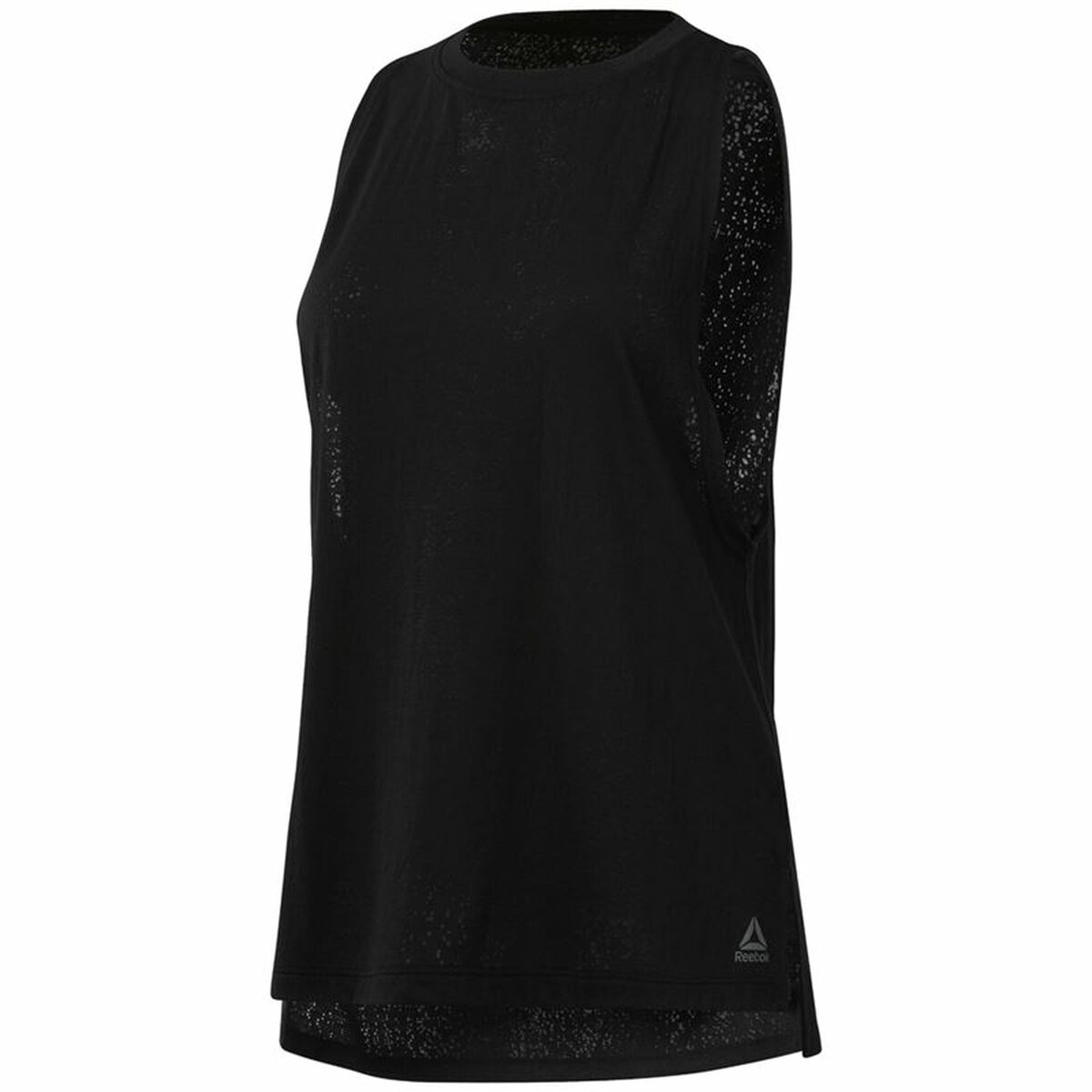 Women’s Sleeveless T-shirt Reebok Burnout Black Women’s Sleeveless T-shirt Reebok Burnout Black