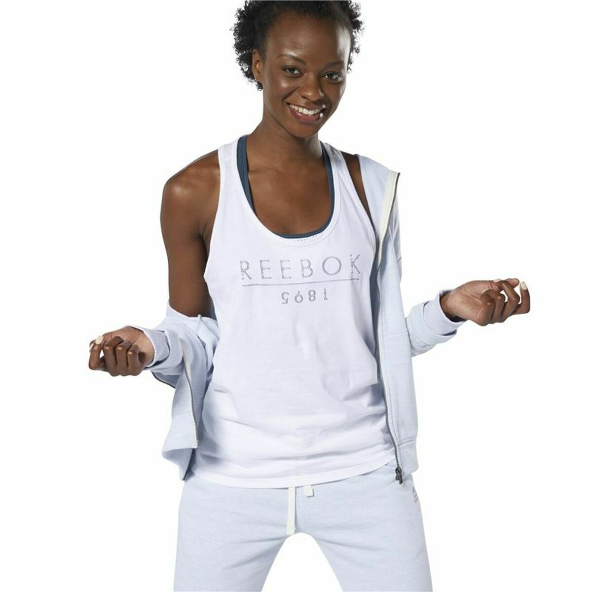 Women’s Sleeveless T-shirt Reebok 1895 Race White
