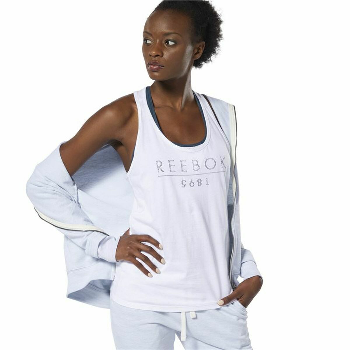 Women’s Sleeveless T-shirt Reebok 1895 Race White