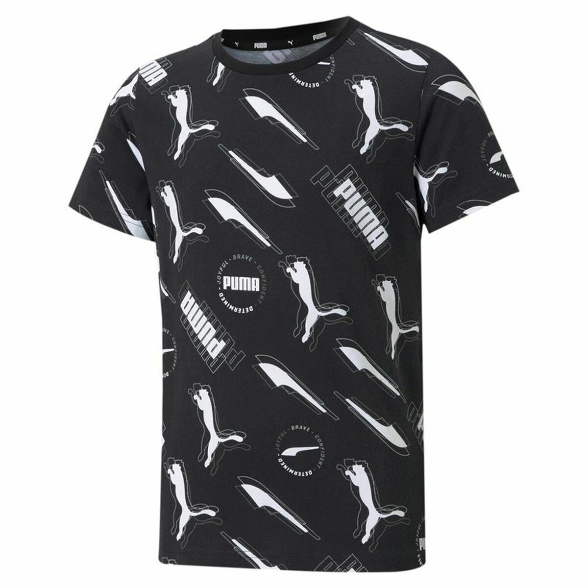 Child’s Short Sleeve T-Shirt Puma AOP Black