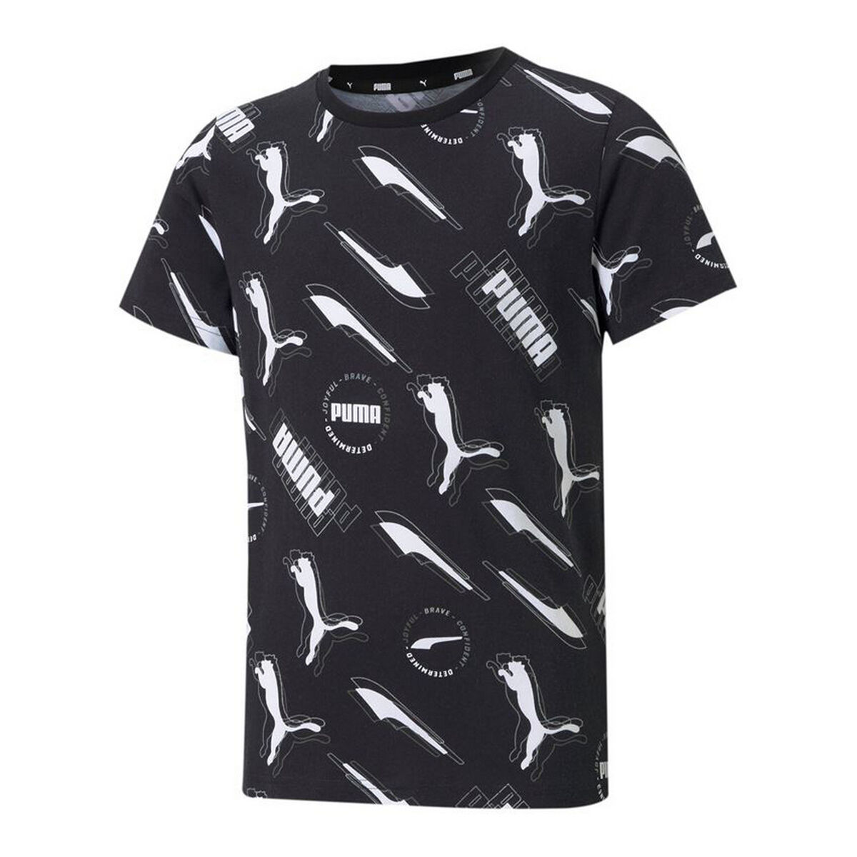 Child’s Short Sleeve T-Shirt Puma AOP Black