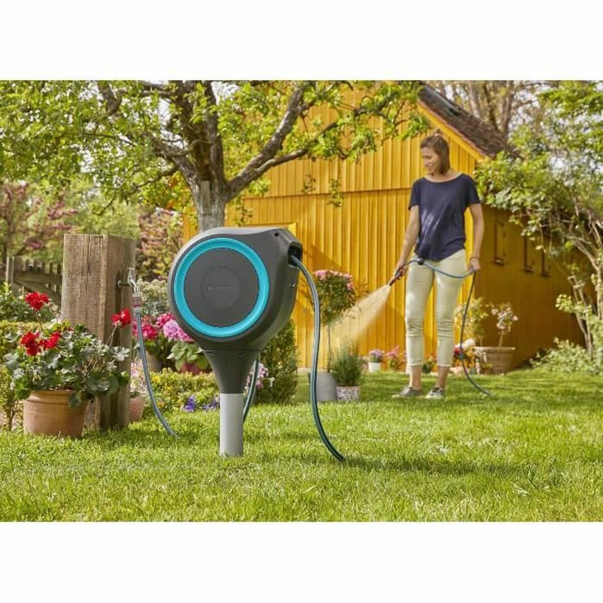 Hose reel Gardena RollUp M Automatic Floor Ã 11 mm 15 m