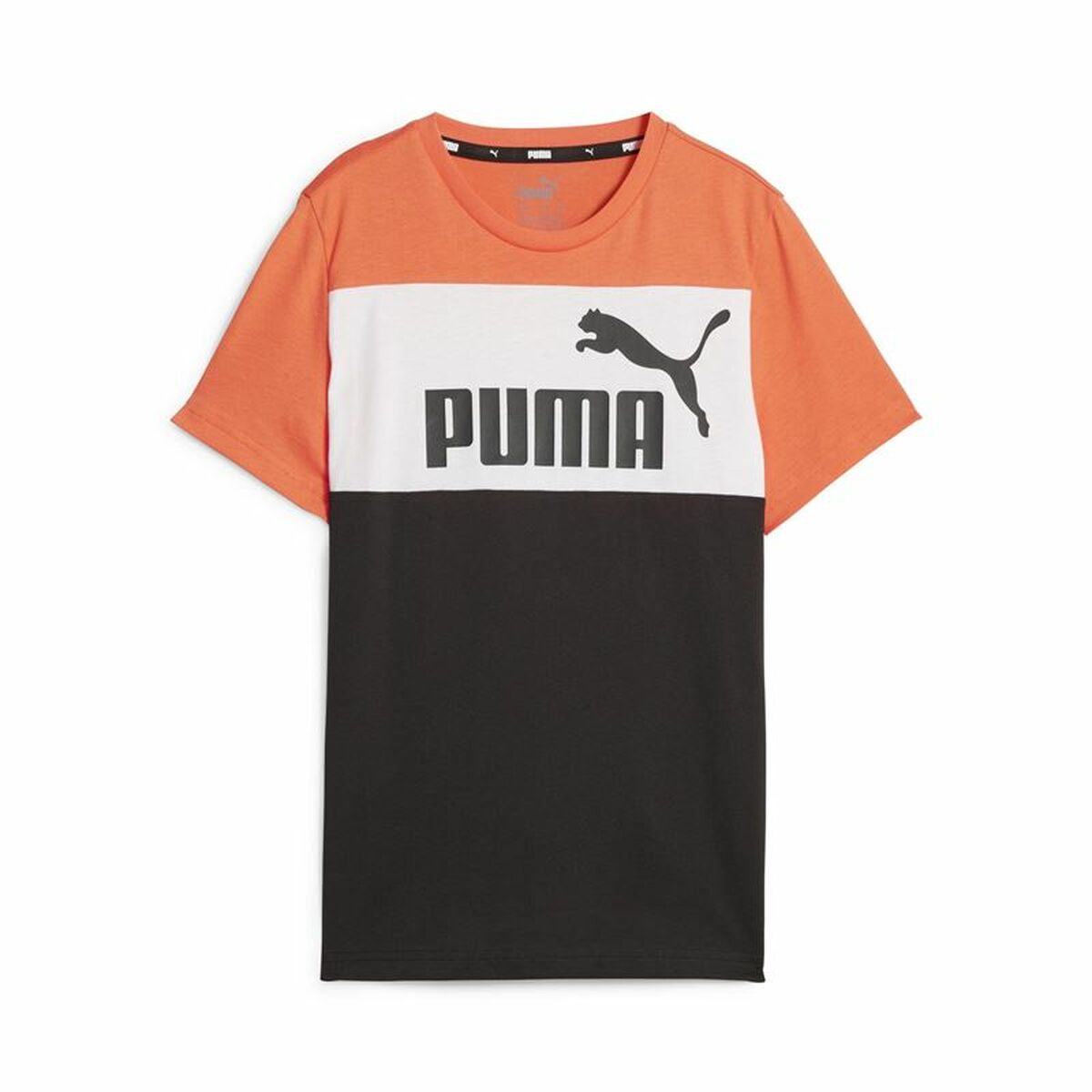 Child’s Short Sleeve T-Shirt Puma Ess Block Black Orange