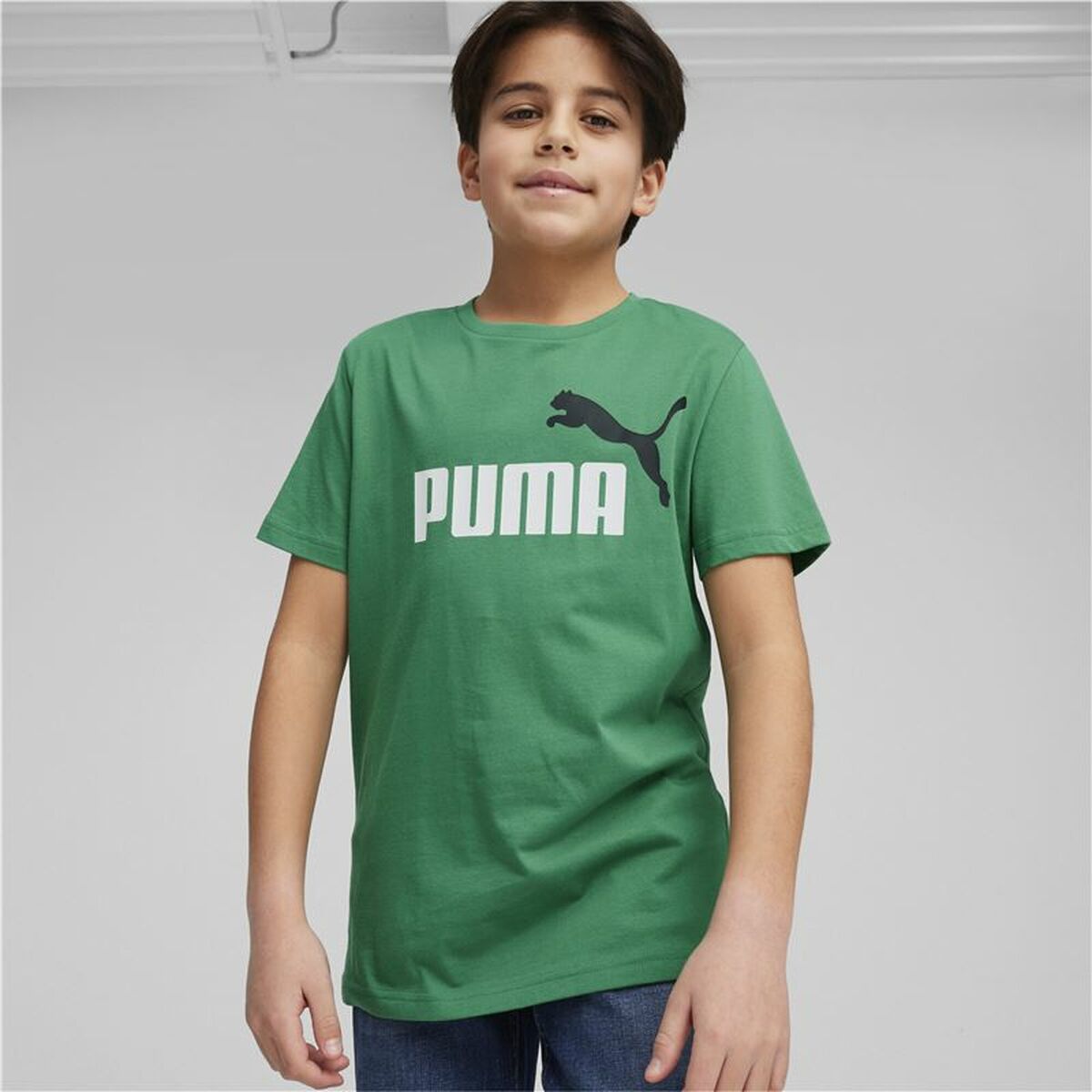 Child’s Short Sleeve T-Shirt Puma Essentials+ Olive